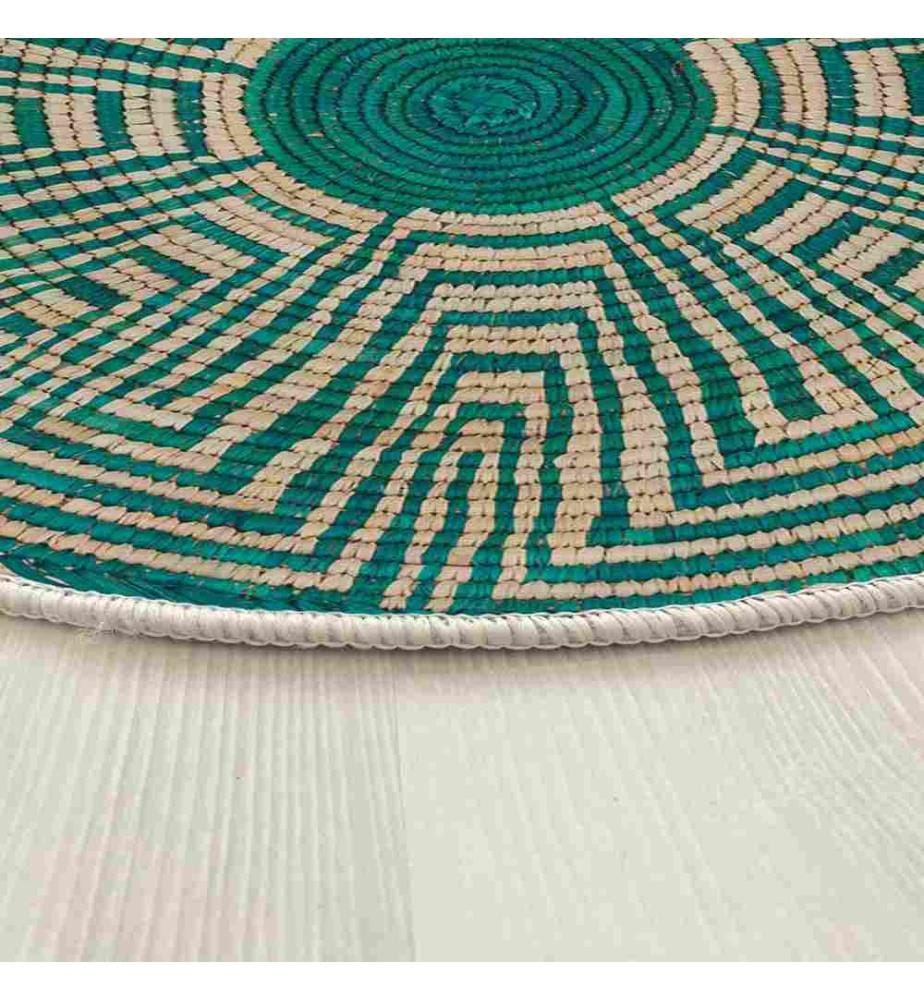 Tappeto, 100 x 100, , Turchese, 70% Cotone - 30% Poliestere, Suola di Cotone