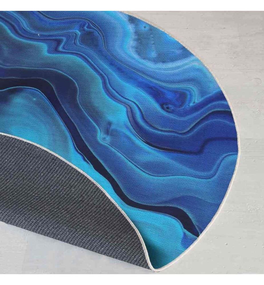 Tappeto, 90 x 90, , Blu, 70% Cotone - 30% Poliestere, Suola in cotone