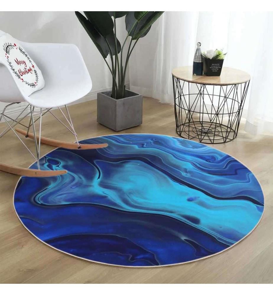 Tappeto, 100 x 100, , Blu, 70% Cotone - 30% Poliestere, Suola in cotone