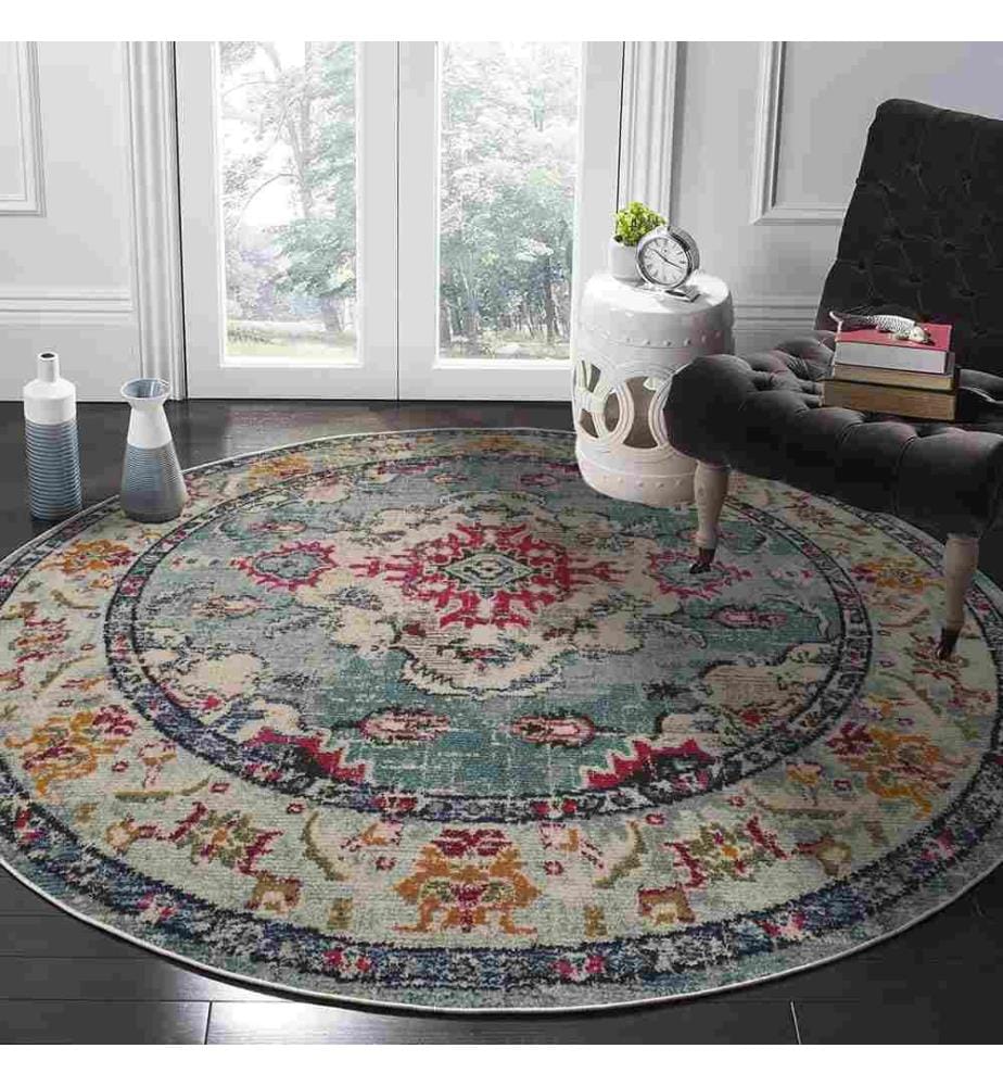 Tappeto, 90 x 90, , Turchese, 70% Cotone - 30% Poliestere, Suola di cotone