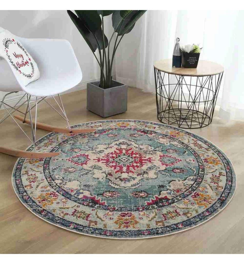 Tappeto, 90 x 90, , Turchese, 70% Cotone - 30% Poliestere, Suola di cotone