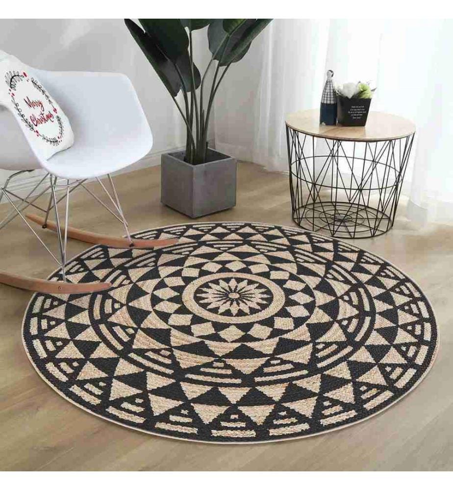 Tappeto, 100 x 100, , Nero, 70% Cotone - 30% Poliestere, Suola di cotone
