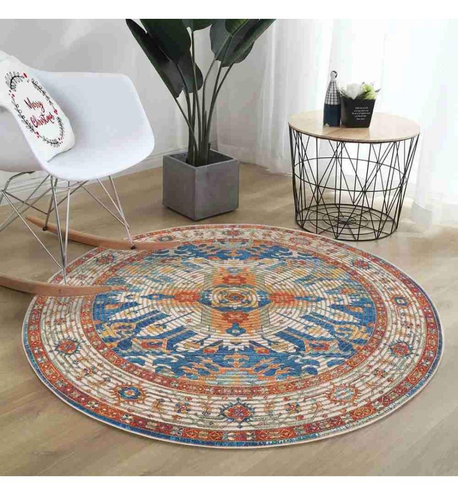 Tappeto, 100 x 100, , Blu, 70% Cotone - 30% Poliestere, Suola in cotone