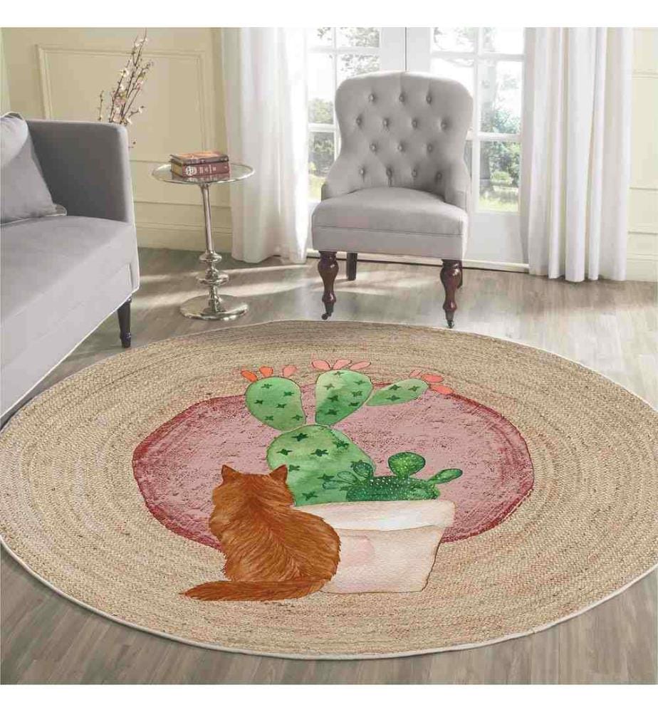Tappeto, 100 x 100, , Crema, 70% Cotone - 30% Poliestere, Suola in cotone