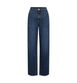 High-waisted straight-leg jeans - Dark blue denim