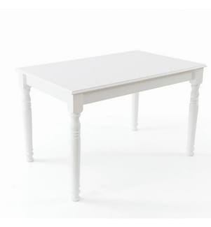 Extendable Dining Table, White, Solid Wood