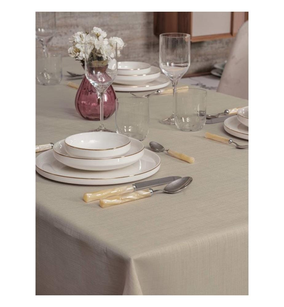 Tischtuch, Beige, 100% Polyester