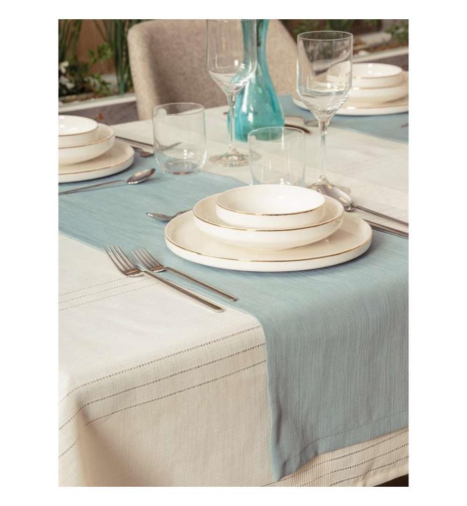 Tablecloth Set, 2 Pieces, Cream, 100% Polyester