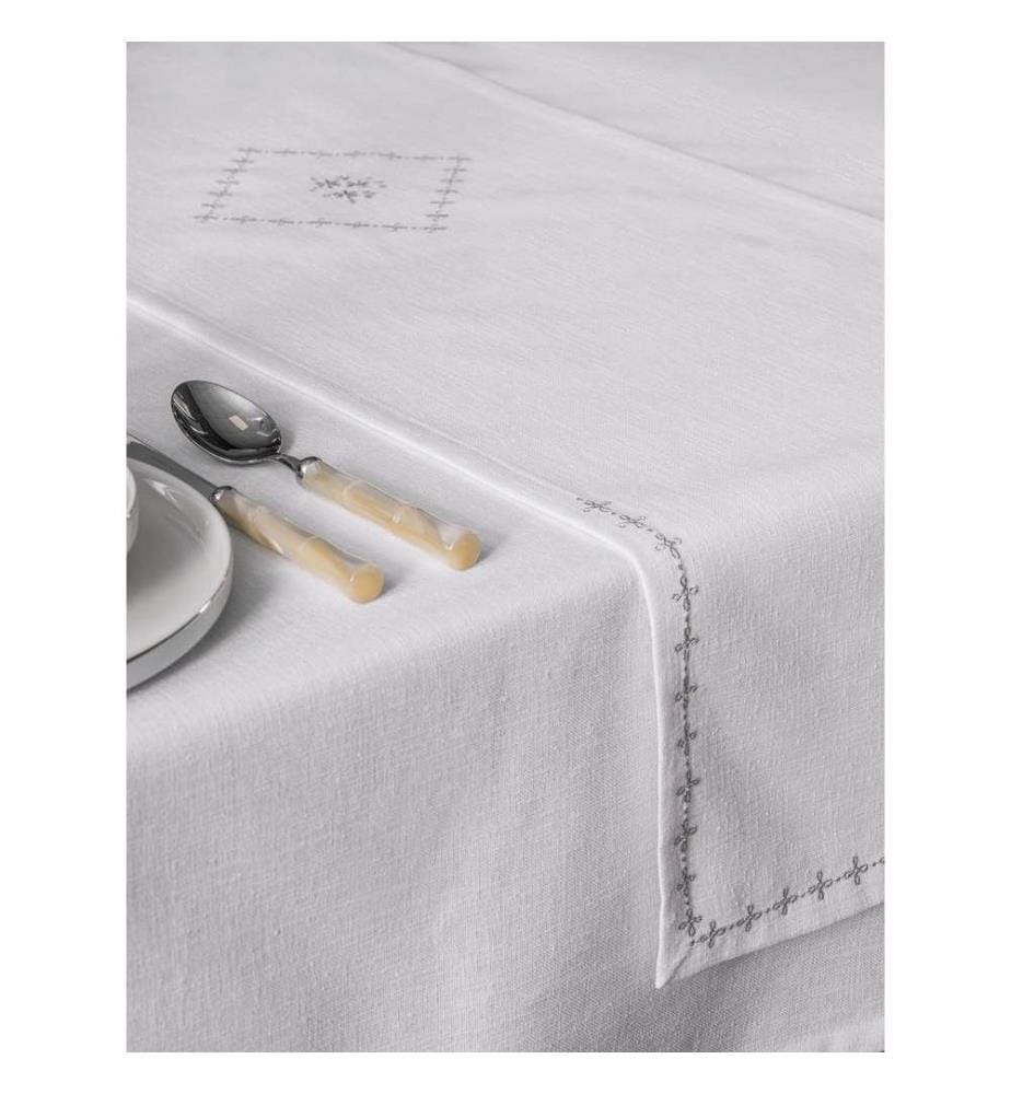 Tischdecken-Set, 8-teilig, weiss, 90% Polyester - 10% Baumwolle