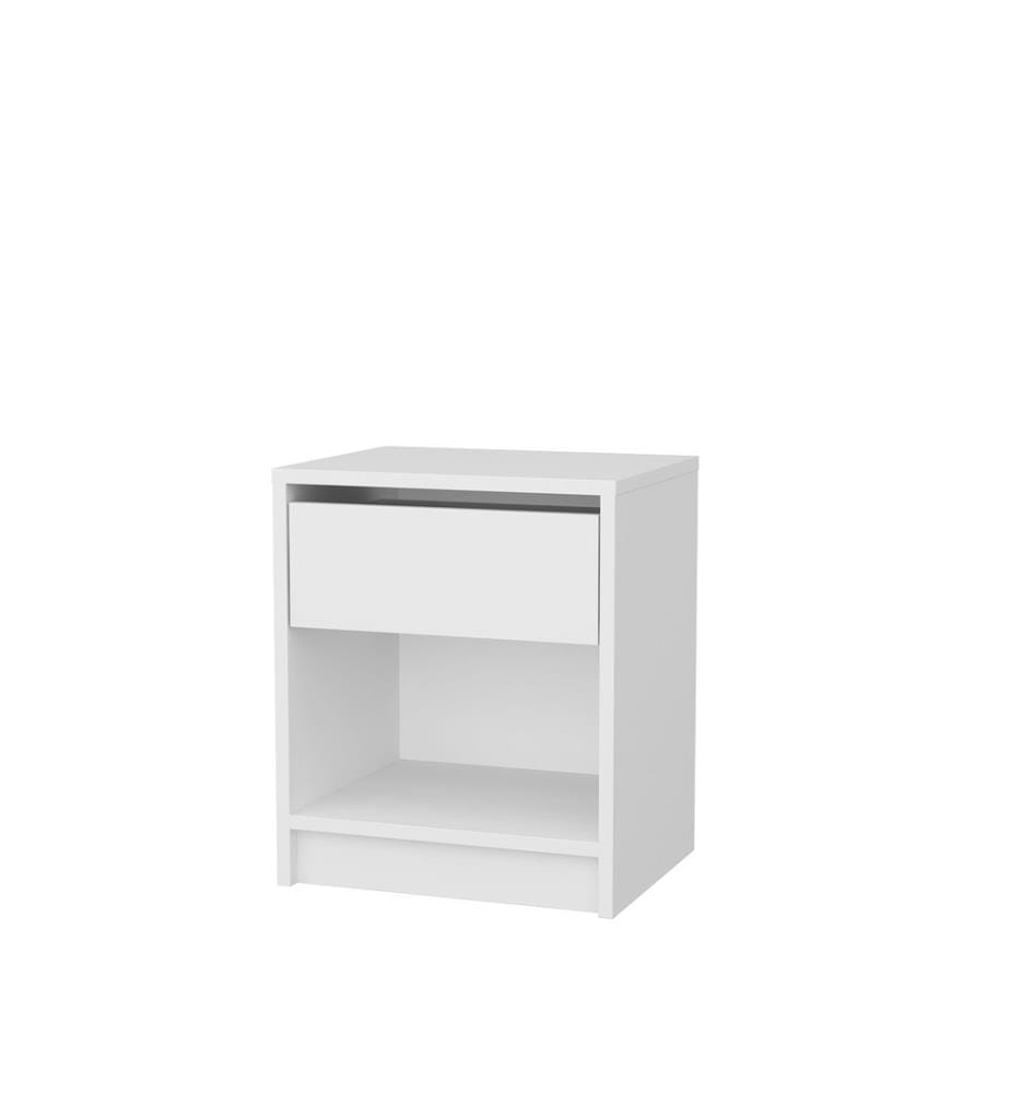 Nightstand, White, Melamine Coated Particle Board