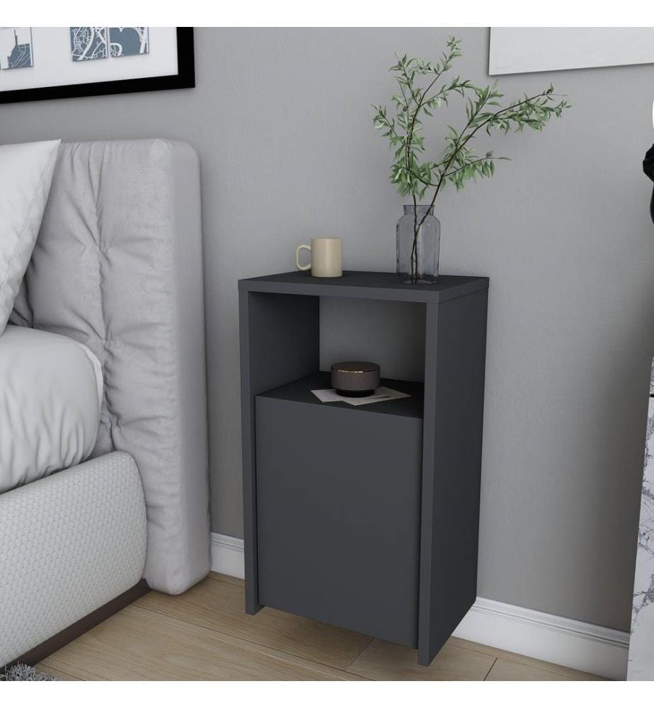 Nightstand, Anthracite, Melamine Coated Particle Board