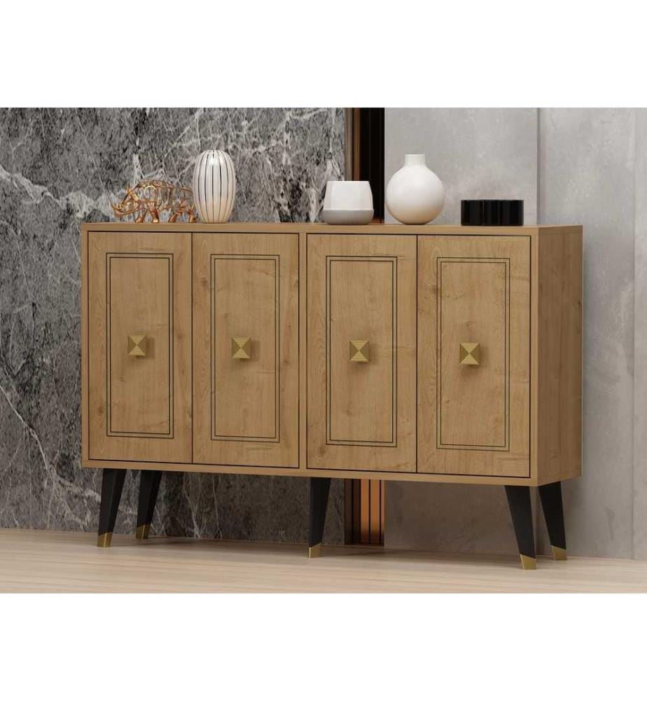 Console, Sapphire Oak, Gold, Melamine Coated Particle Board