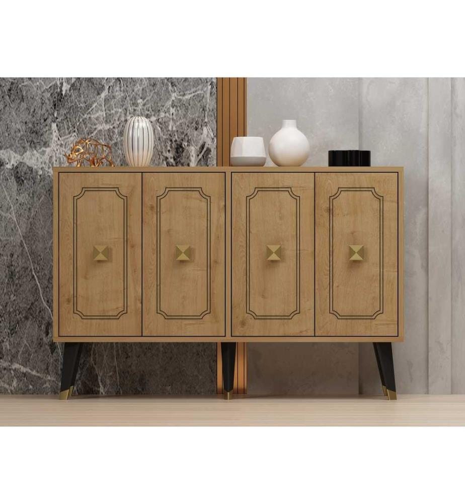 Console, Sapphire Oak, Gold, Melamine Coated Particle Board