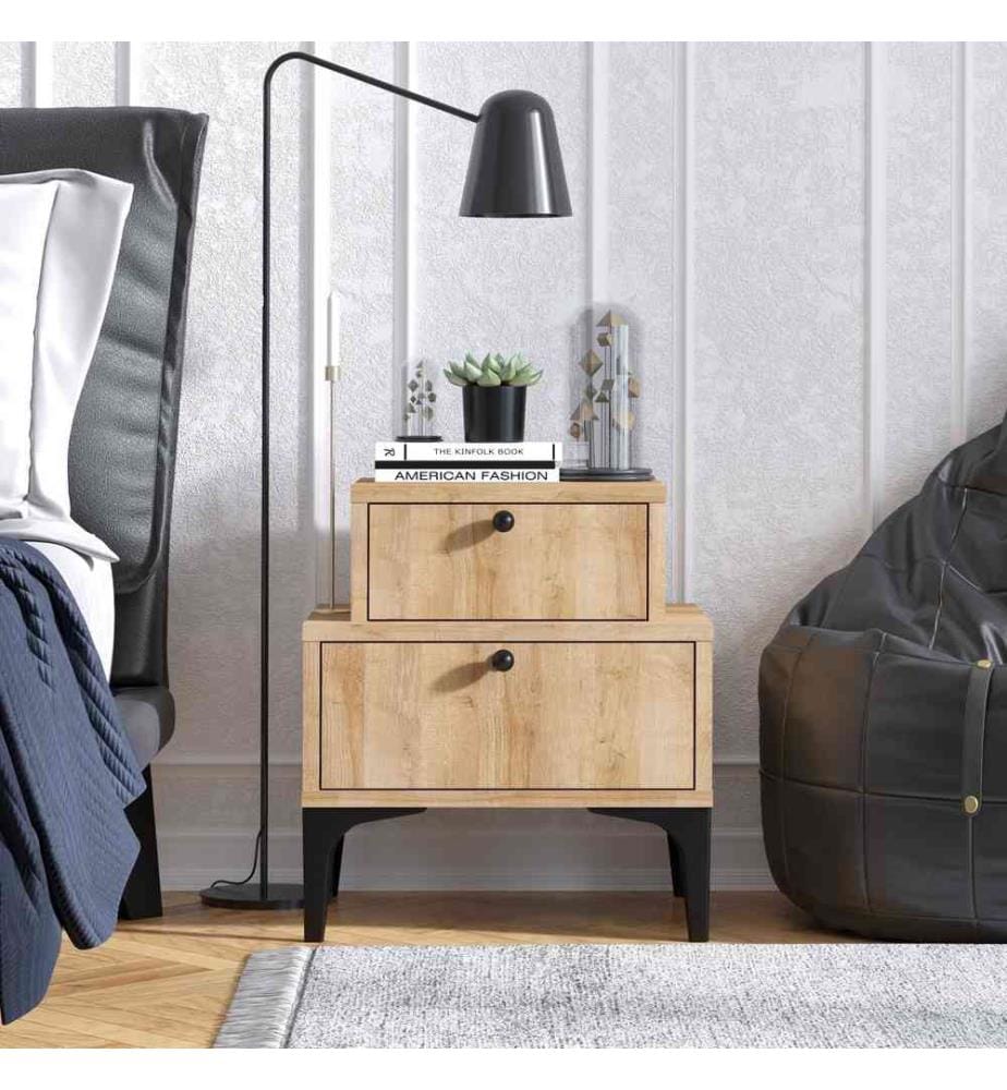 Nightstand, Oak, Melamine Coated Particle Board