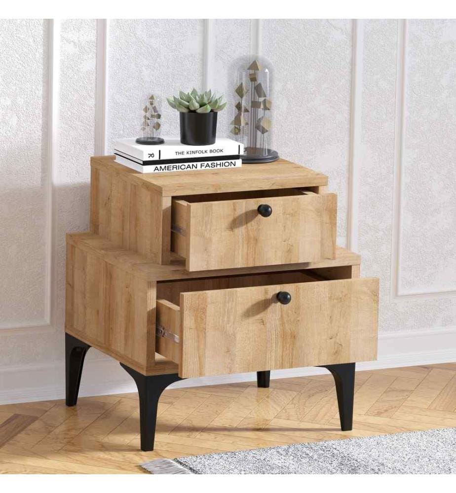 Nightstand, Oak, Melamine Coated Particle Board