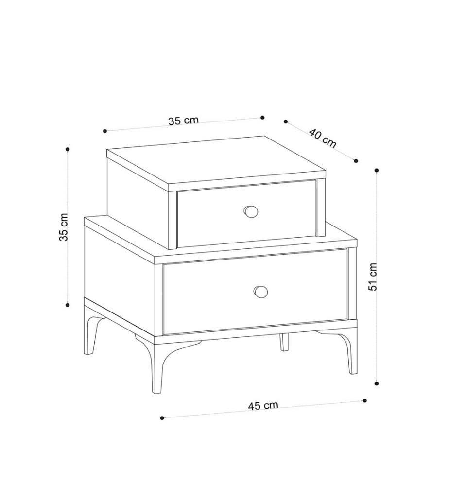 Nightstand, Oak, Melamine Coated Particle Board
