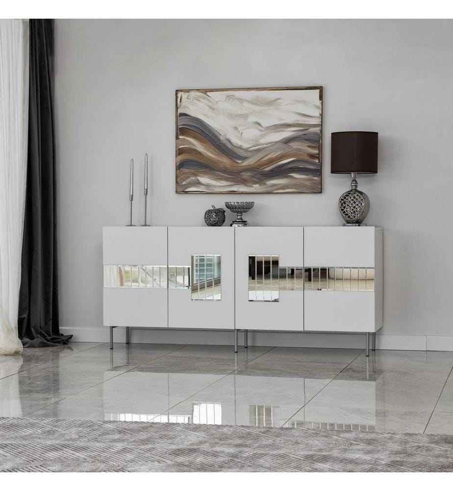 Console, White, Silver, Melamine Coated Particle Board