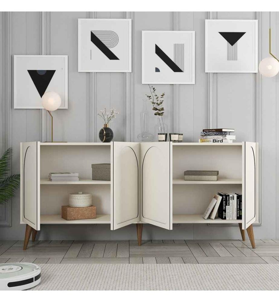 Console, Cream, Walnut, 100% Melamine Coated Particle Board