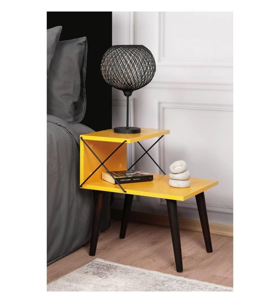 Nightstand, Yellow, Melamine Coated Particle Board