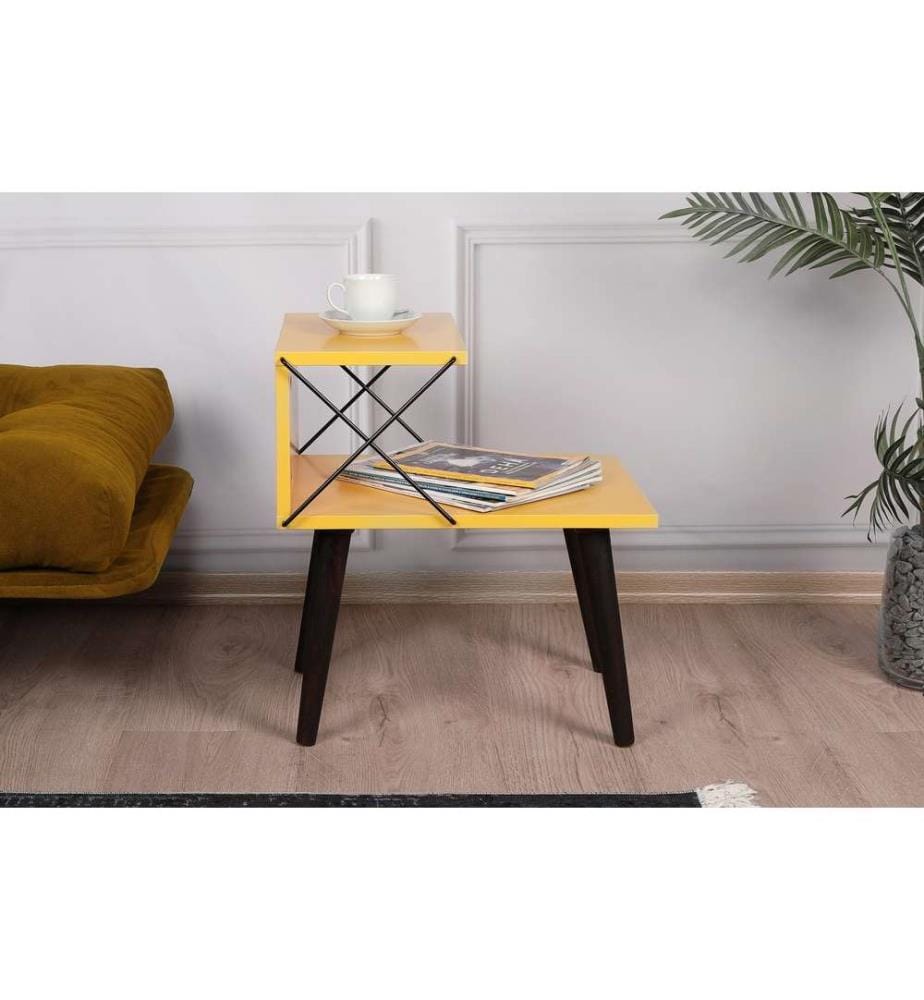 Nightstand, Yellow, Melamine Coated Particle Board