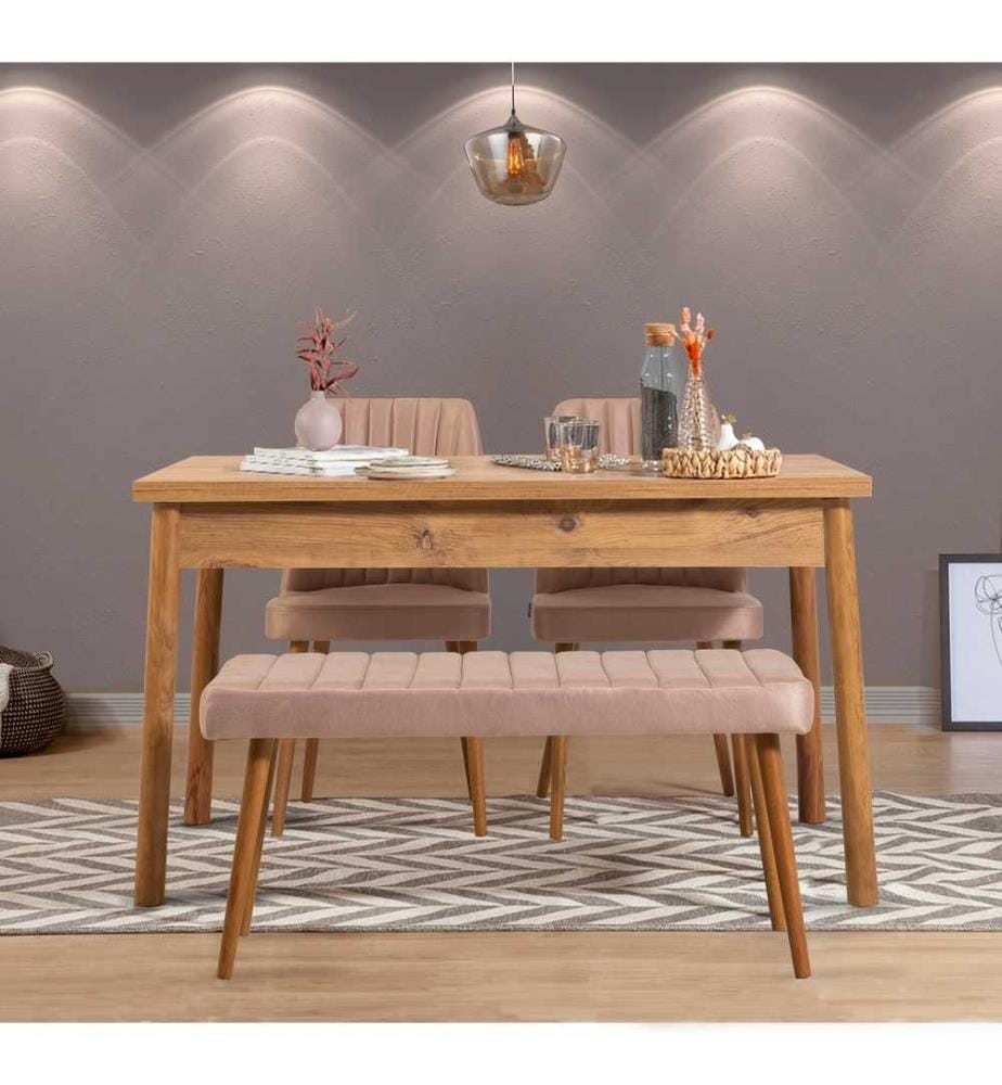 Table & Chairs Set, 4 Pieces, Atlantic Pine Stone, Melamine Coated Particle Board