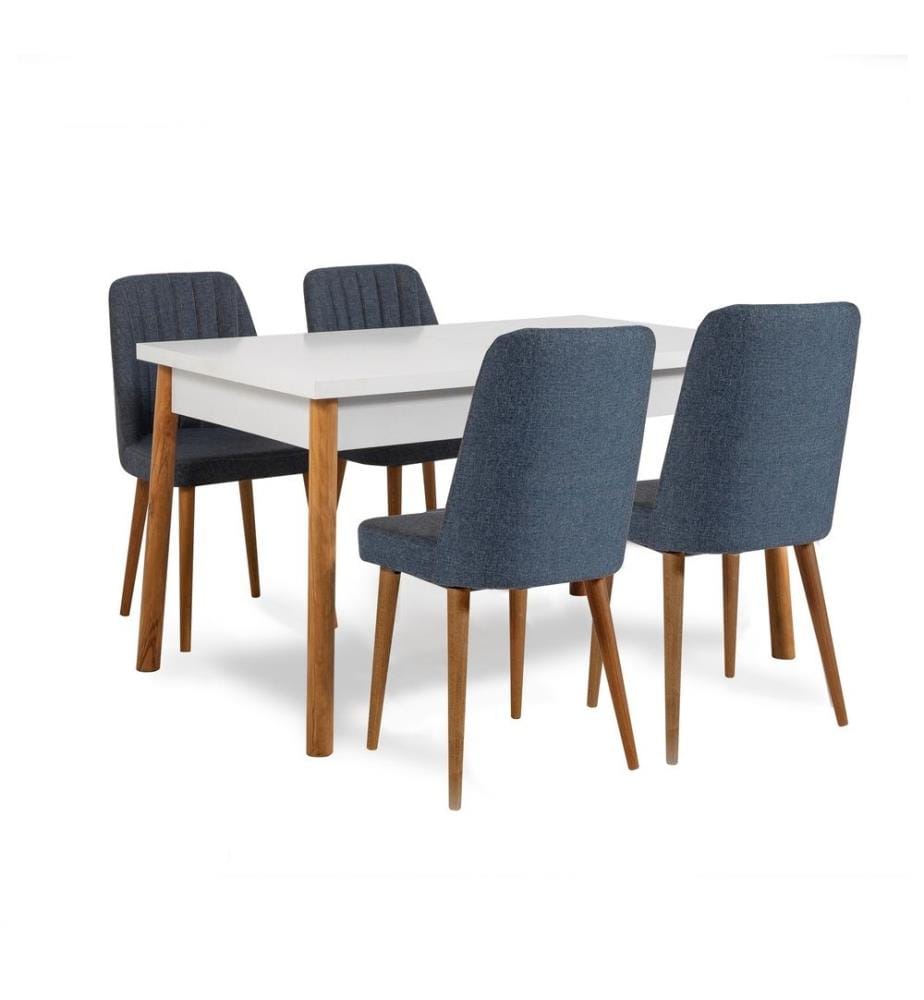 Table & Chairs Set, 5 Pieces, Atlantic Pine Navy Blue, Melamine Coated Particle Board