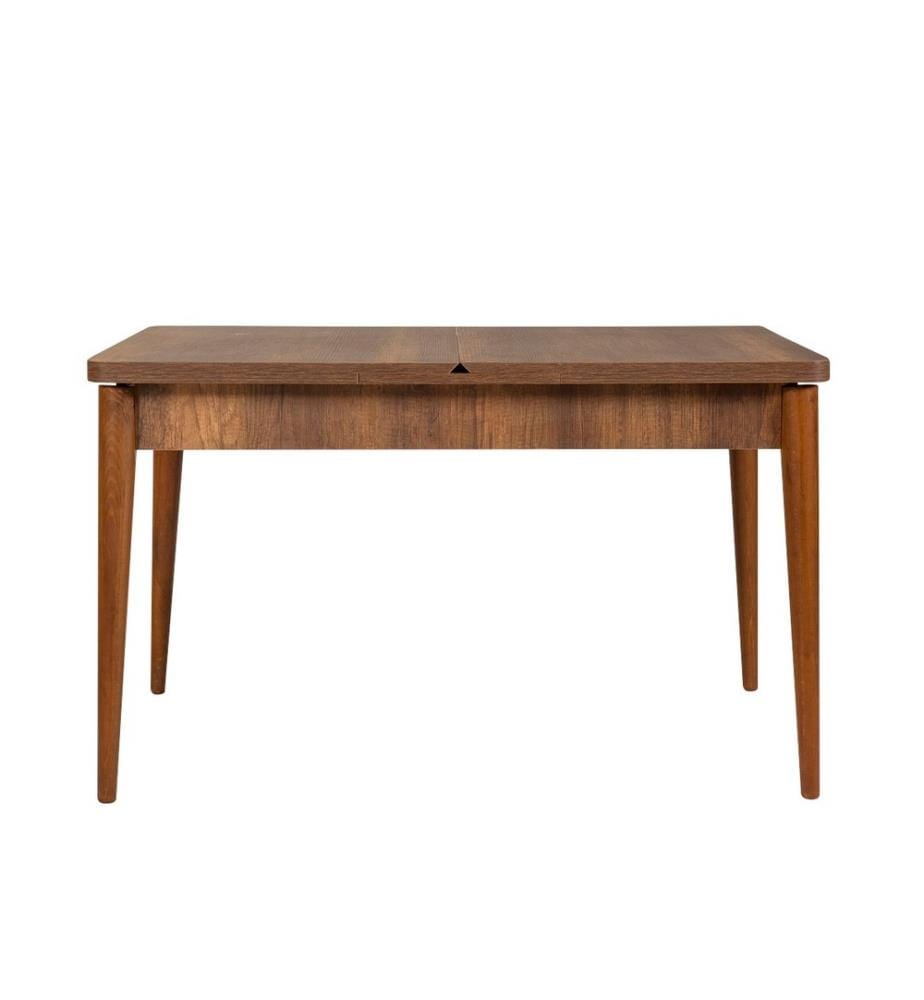 Ausziehbarer Esstisch und Stühle, 4-teilig, Nussbaum, Stein, melaminbeschichtete Spanplatte