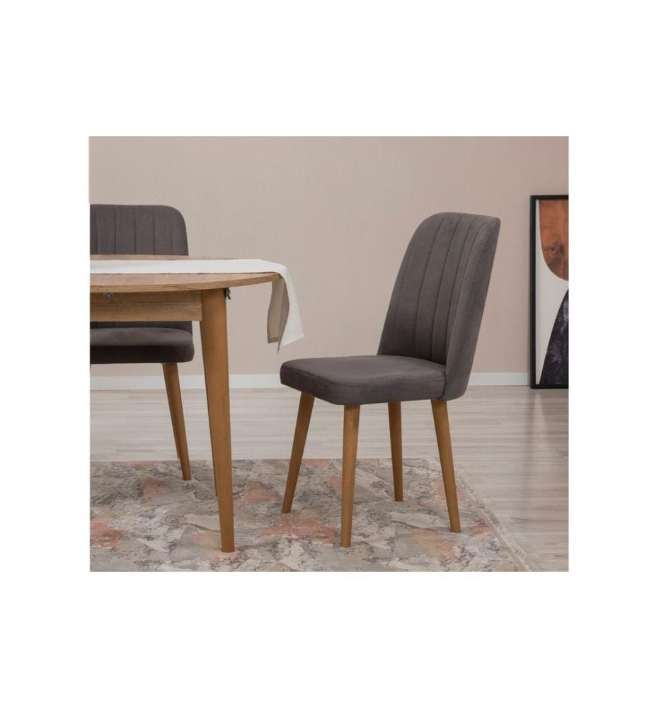 Extendable Dining Table & Chairs Set , 3 Pieces, Atlantic Pine, Anthracite, Melamine Coated Particle Board