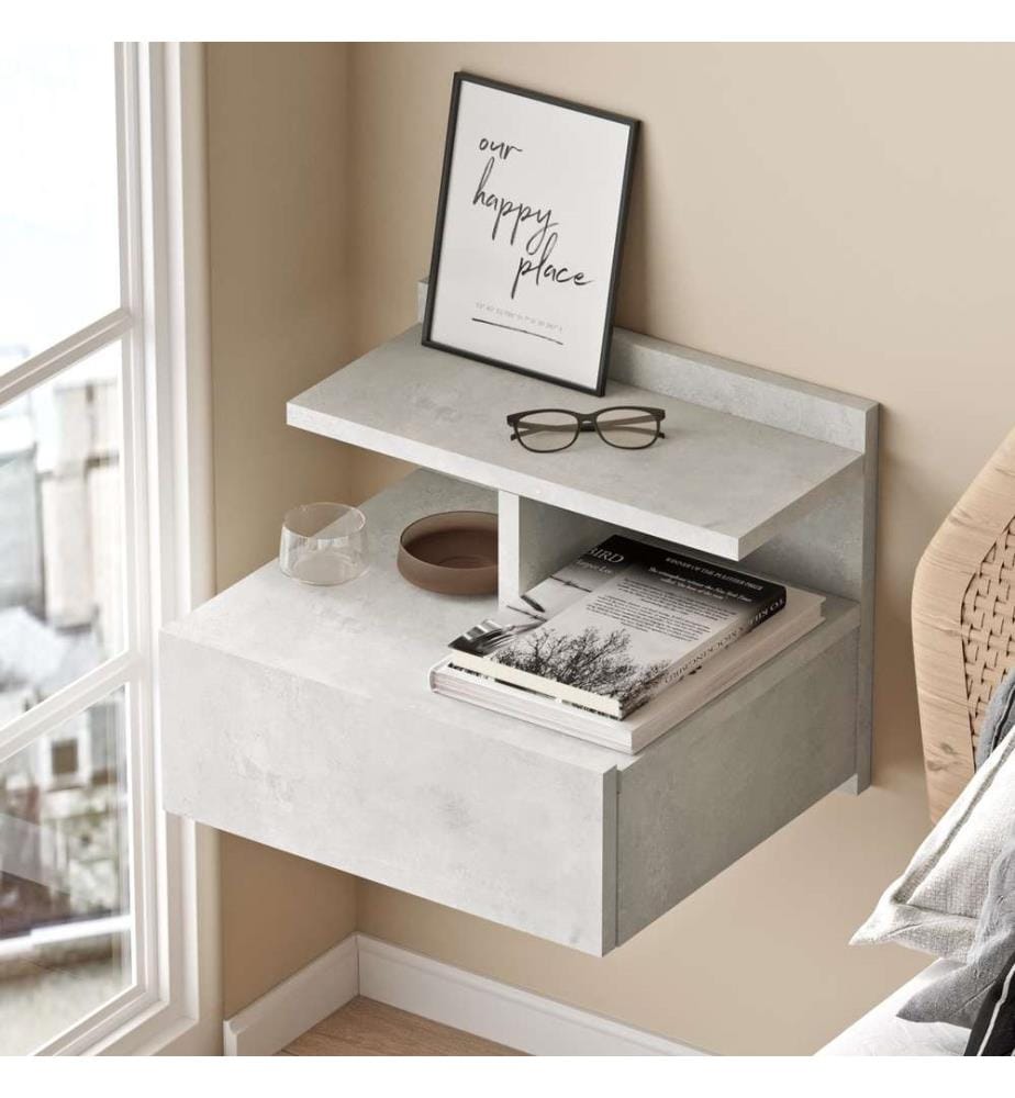 Comodino, Argento, Pannello di particelle rivestito di melamina