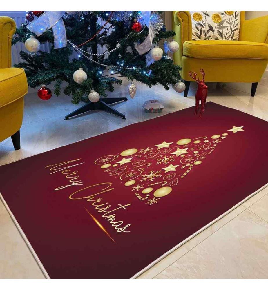 Teppich, 100 x 200, , Rot Gold, 70% Baumwolle - 30% Polyester, 1450 gr-m²,