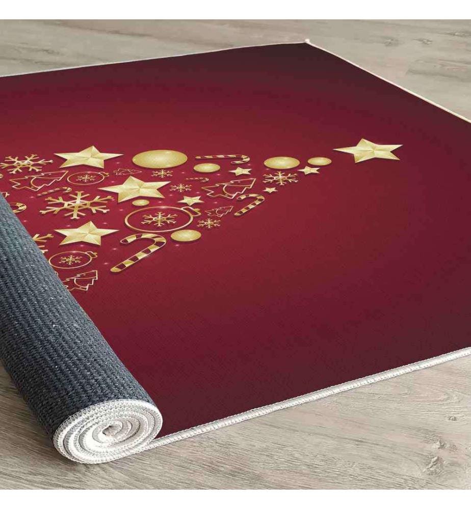 Teppich, 100 x 200, , Rot Gold, 70% Baumwolle - 30% Polyester, 1450 gr-m²,