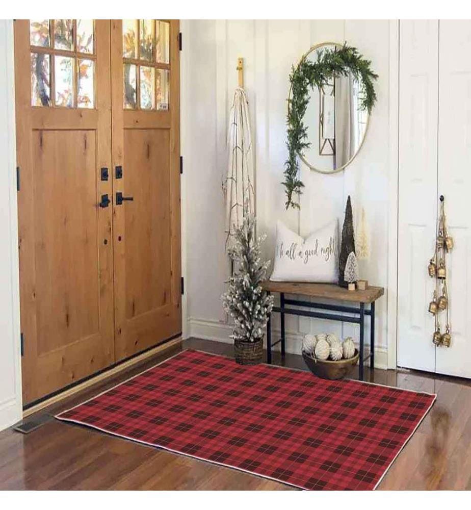 Tapis, 100 x 150, , Noir Rouge, 70% Coton - 30% Polyester, 1450 gr-m²,