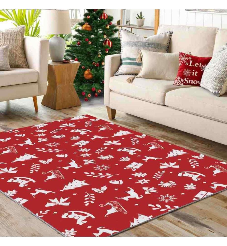Tapis, 100 x 200, , Rouge Blanc, 70% Coton - 30% Polyester, 1450 gr-m²,