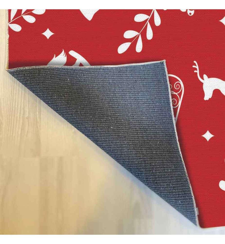 Tapis, 100 x 200, , Rouge Blanc, 70% Coton - 30% Polyester, 1450 gr-m²,