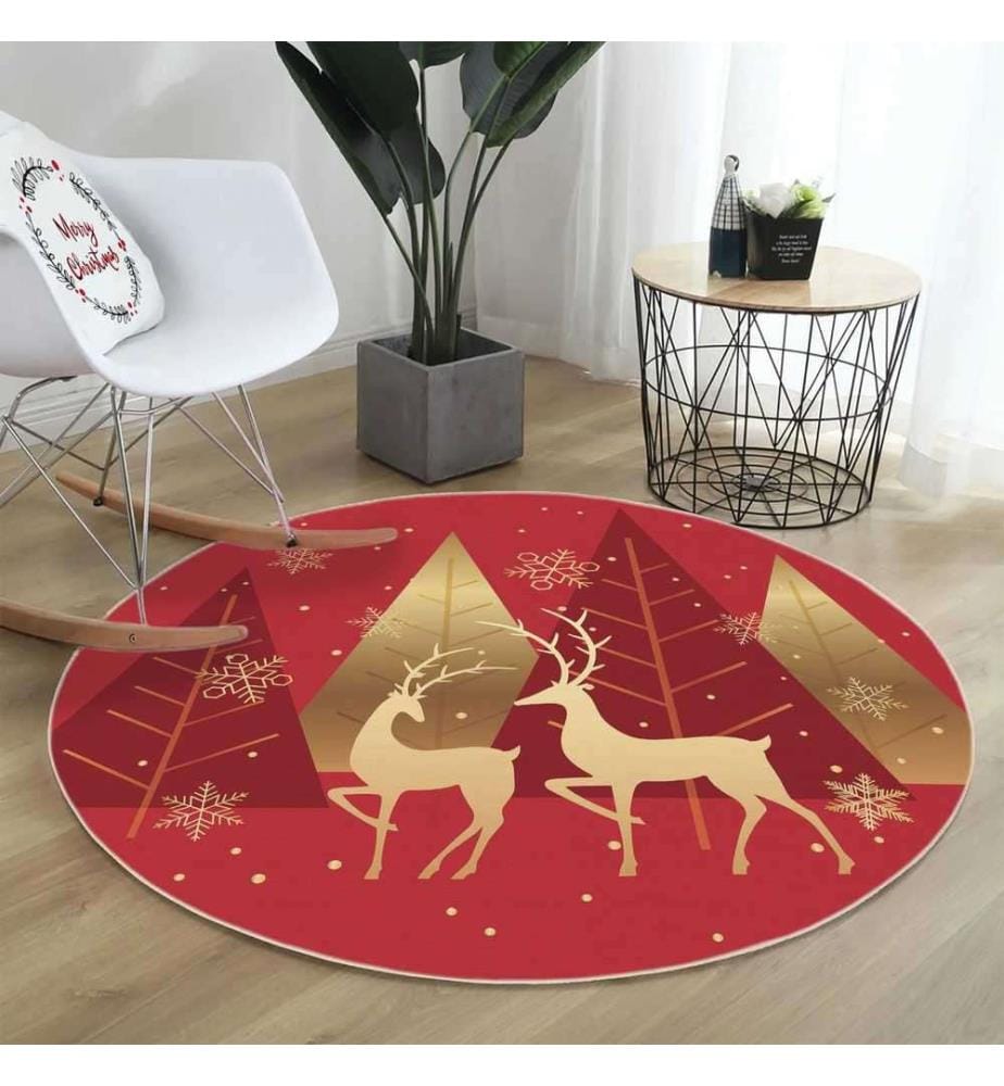 Teppich, 180 cm, , Rot Gold, 70% Baumwolle - 30% Polyester, 1450 gr-m²,