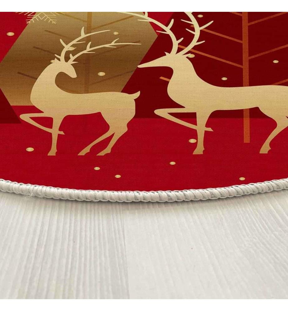 Teppich, 180 cm, , Rot Gold, 70% Baumwolle - 30% Polyester, 1450 gr-m²,