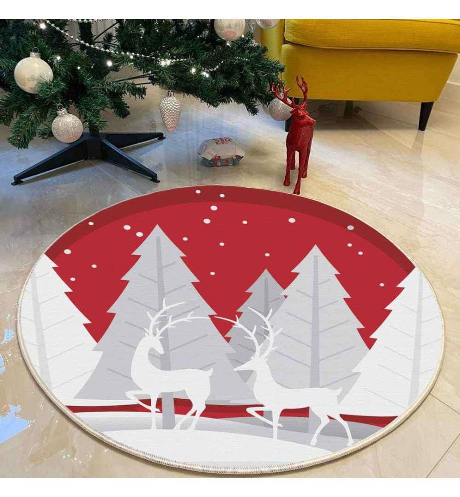 Tapis, 180 cm, , Rouge Blanc, 70% Coton - 30% Polyester, 1450 gr-m²,