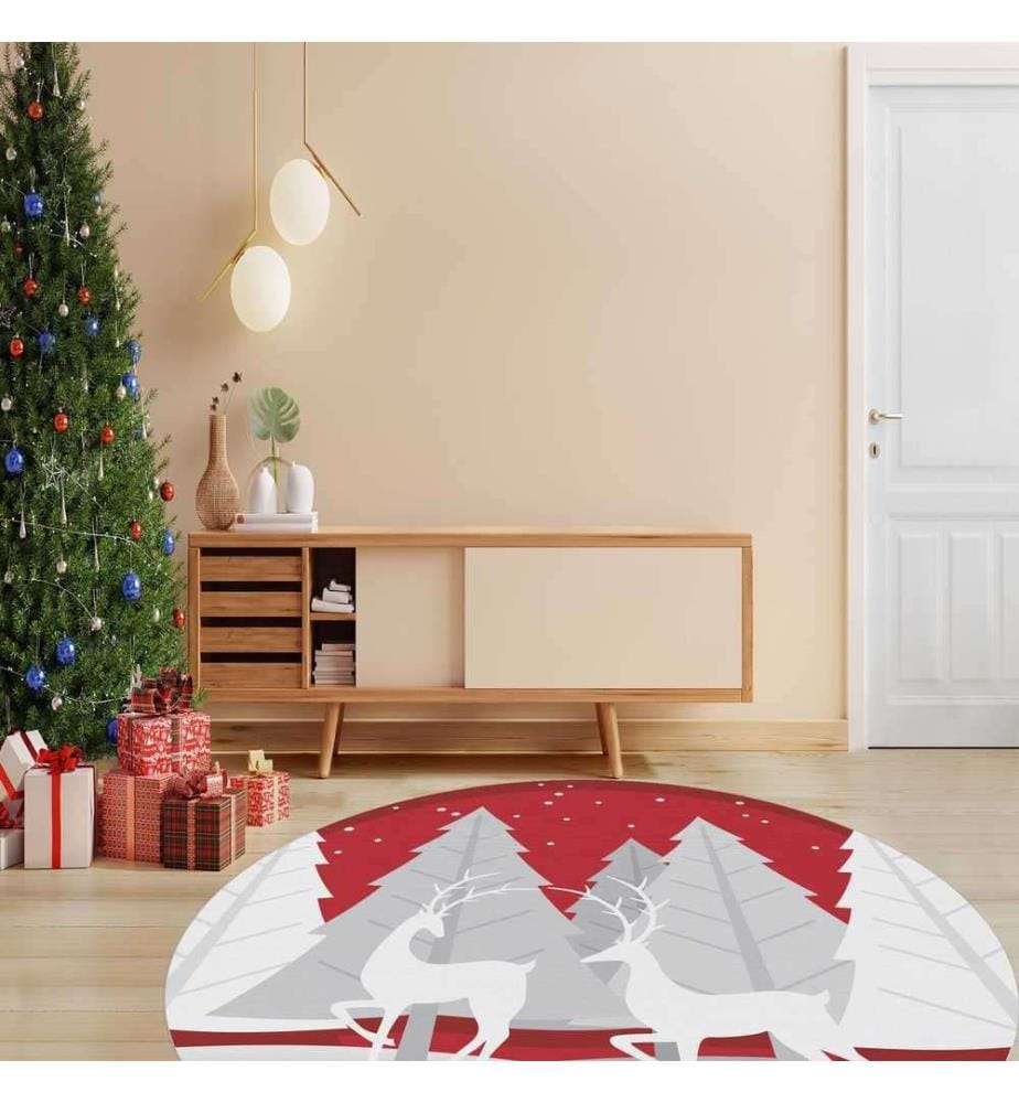 Tapis, 180 cm, , Rouge Blanc, 70% Coton - 30% Polyester, 1450 gr-m²,