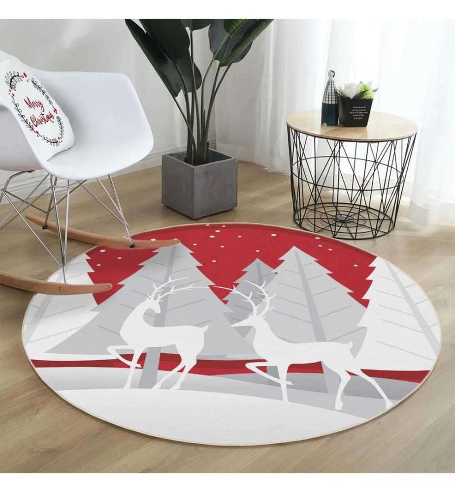 Tapis, 180 cm, , Rouge Blanc, 70% Coton - 30% Polyester, 1450 gr-m²,