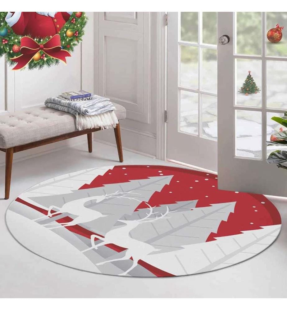 Tapis, 180 cm, , Rouge Blanc, 70% Coton - 30% Polyester, 1450 gr-m²,