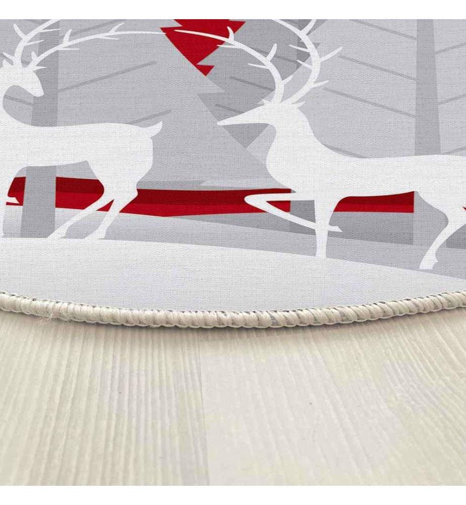 Tapis, 180 cm, , Rouge Blanc, 70% Coton - 30% Polyester, 1450 gr-m²,
