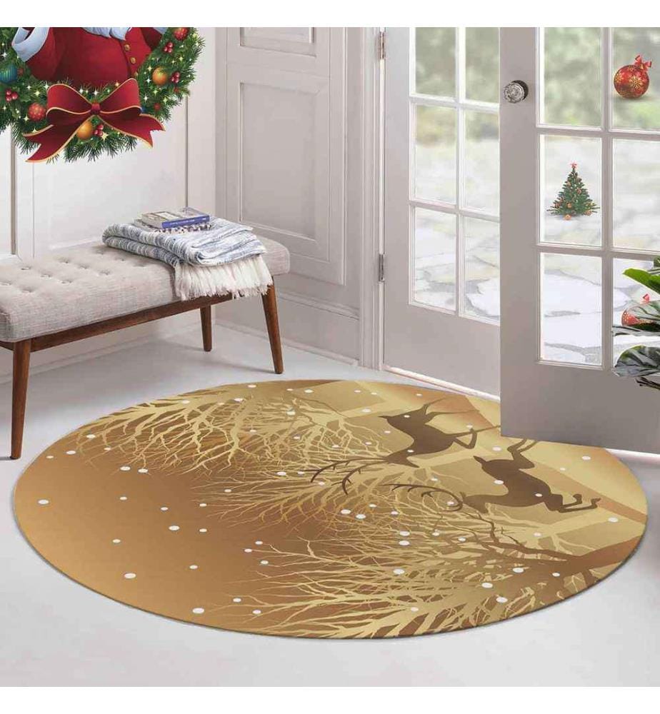Teppich, 130 cm, , Gold, 70% Baumwolle - 30% Polyester, 1450 gr-m²,