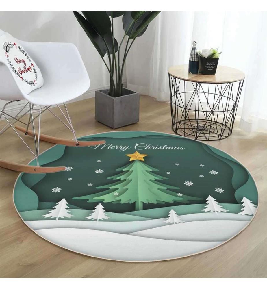 Tapis, 160 cm, , Vert Blanc, 70% Coton - 30% Polyester, 1450 gr-m²,