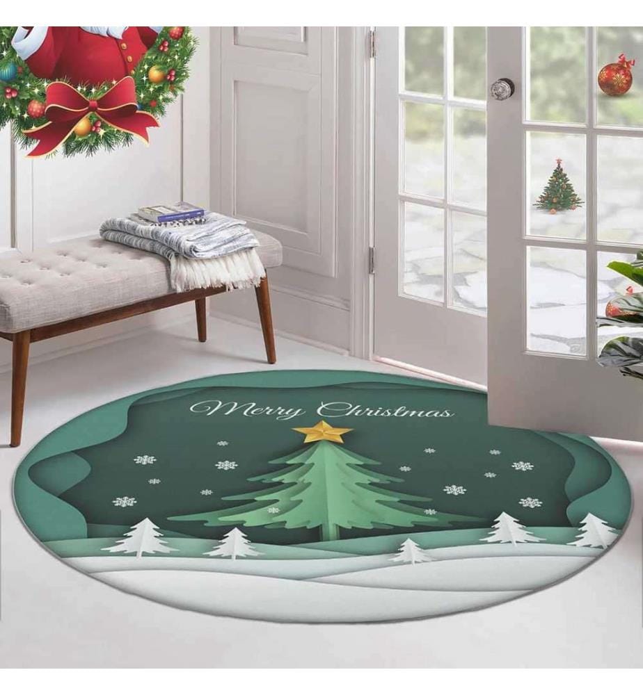 Tapis, 160 cm, , Vert Blanc, 70% Coton - 30% Polyester, 1450 gr-m²,