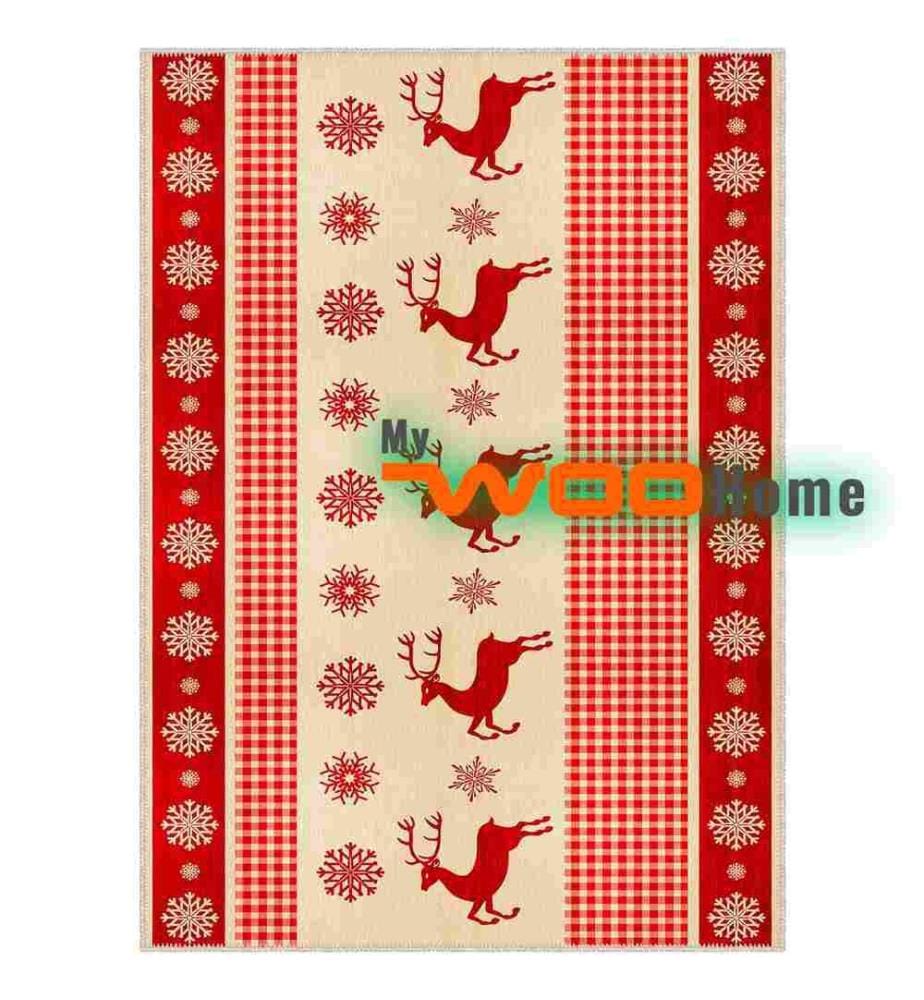 Teppich, Rot, Creme, 70% Baumwolle - 30% Chenille, 180 x 280 cm