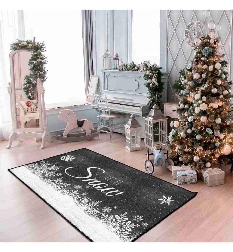Tapis, noir, blanc, 70% coton - 30% chenille, 100 x 150 cm