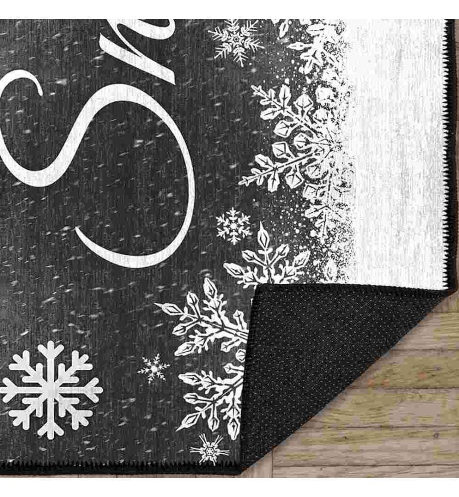 Tapis, noir, blanc, 70% coton - 30% chenille, 100 x 150 cm