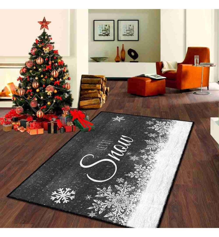 Teppich, Schwarz, Weiss, 70% Baumwolle - 30% Chenille, 100 x 200 cm