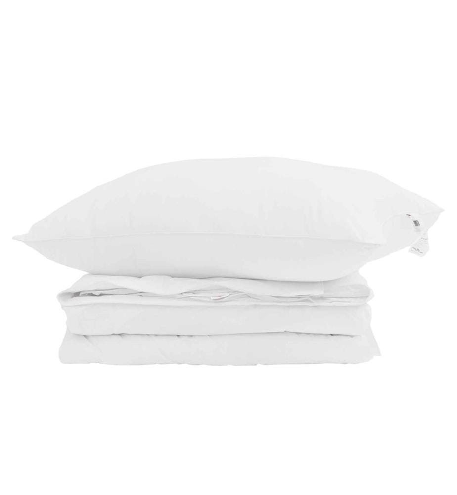 Duvet 2-en-1 avec oreiller 2 pcs Blanc Plume de canard