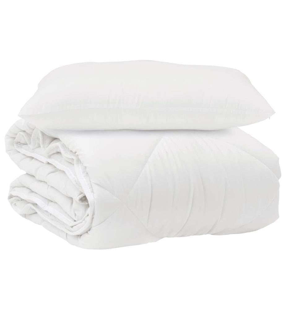 Bettdecke mit Kissen 2 pcs Weiss Mikrofaser